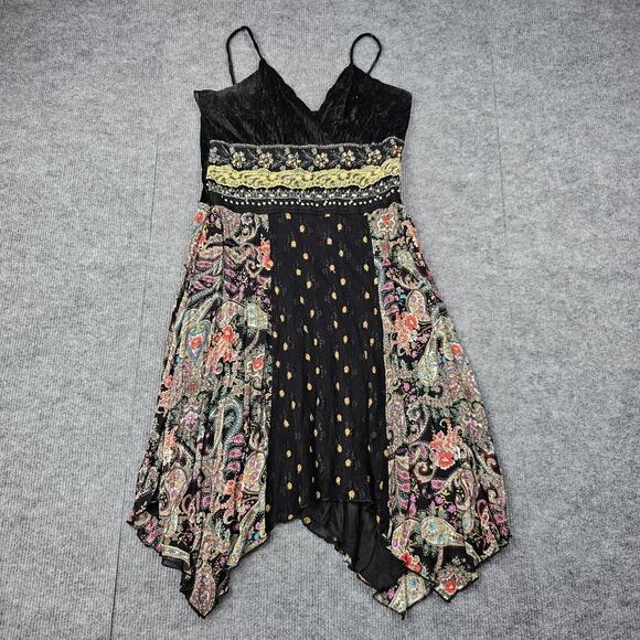 Vintage Hourglass Dress Womens Medium Y2K Fairy Black Whimsigoth Velvet Boho - Picture 1 of 8